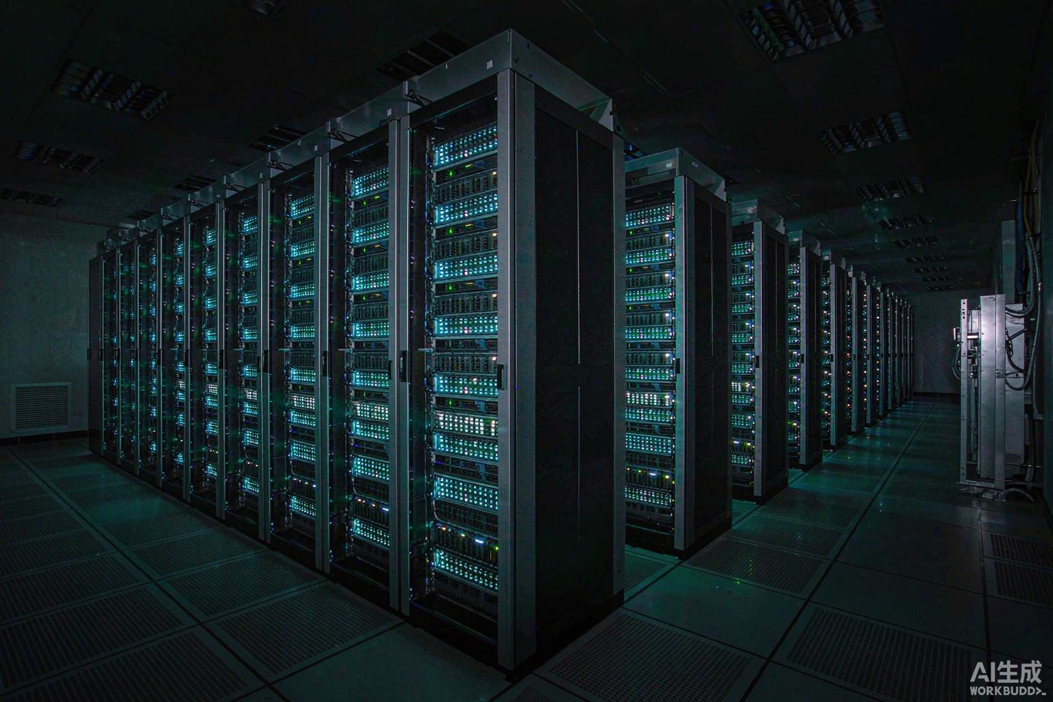 夜色中的智算中心机房 GPU 阵列
