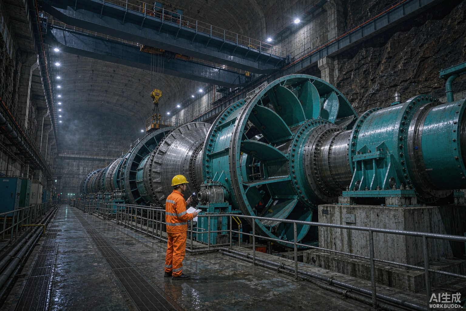 高海拔水电站地下厂房内的冲击式水轮发电机组