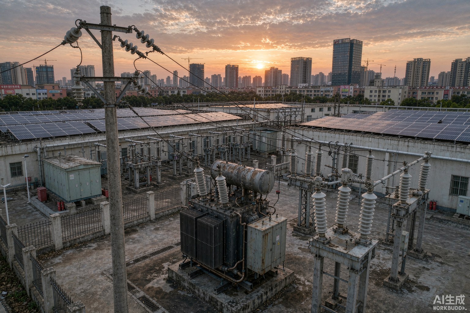 现代电力调度控制中心，大屏幕显示城市电网拓扑与运行曲线